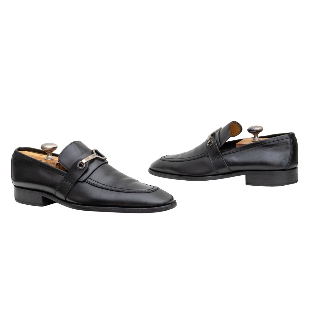 Louis Vuitton Men's Black Leather LV Logo Loafers UK 10 US 11 Made Italy
